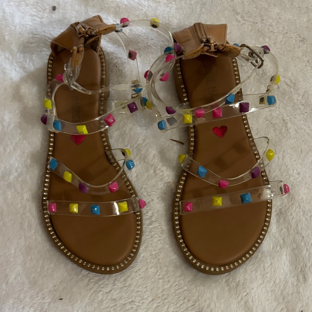 Steve Madden Clear Jelly Sandals with Multi-Color Studs